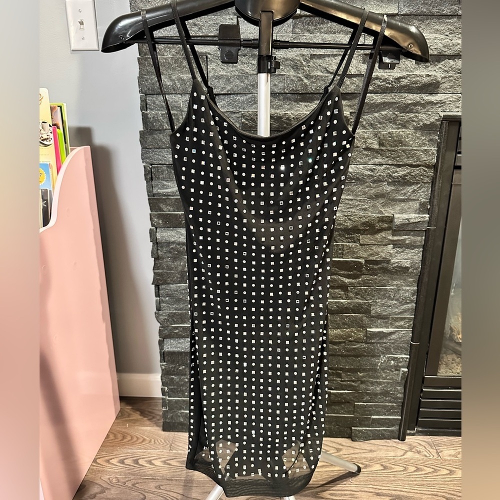 Black and Iridescent Studded Dress